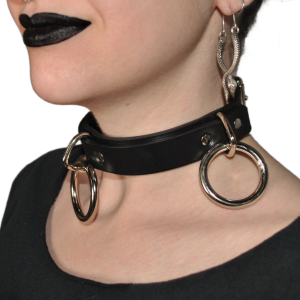 Bondage Collar Triple Loop and Rings