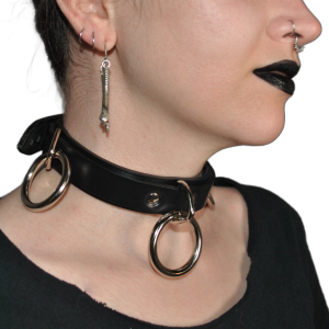 Bondage Collar Triple Loop and Rings