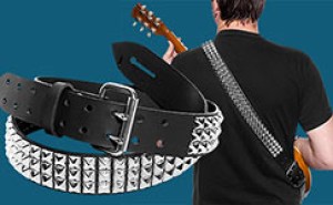 Silver Pyramid Studded Guitar Strap