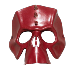 Oxblood Leather Skull Mask w/Spiked Mohawk