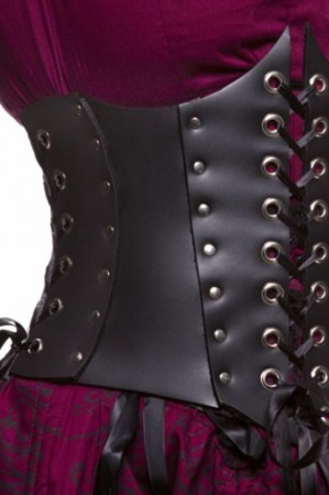 Hand-made Black Leather Waist Cincher w/ Satin Lacing